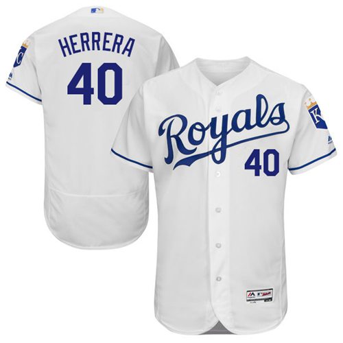 Royals #40 Kelvin Herrera White Flexbase Authentic Collection Stitched MLB Jersey - Click Image to Close